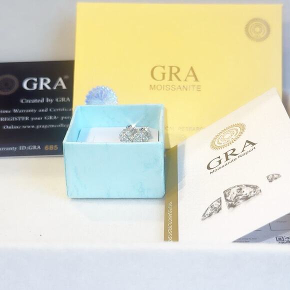 Moissanite Stud Earrings Mens 6mm D Color Sterling Silver - Picture 3 of 7